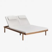 Podwójny Leżak Z Drewna Akacjowego Z Poduszką Aderyn Akacja Brąz - Sklum