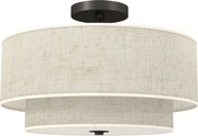 HOMCOM Lampa sufitowa, wisząca lampa z podwójnymi kloszami w lnianym stylu, kremowo-biała
