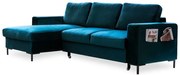 Ciemnoturkusowy aksamitny rozkładany narożnik (lewostronny) Lofty Lilly – Miuform