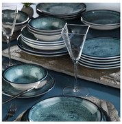 Zestaw obiadowy 18 szt. niebieski/porcelana