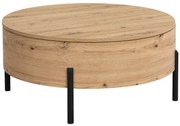 Stolik kawowy z obrotowym blatem i schowkiem z MDF - Naturalny - YEMELIA