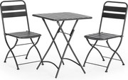 Zestaw ogrodowy Colummn Ensemble Bistro de jardin Perla 3 częściowy w kolorze czarnym, stół i 2 krzesła.
