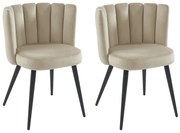 Zestaw 2 krzeseł z weluru i czarnego metalu - Beżowy - PRANILA marki Pascal Morabito