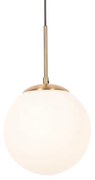 Lampa wisząca w stylu art deco złota z opalowym szkłem - FloreDesignerski Oswietlenie wewnetrzne