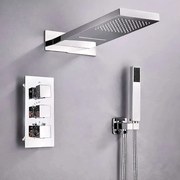 Zestaw Prysznicowy Ścienny Termostatyczny Stross z Deszczownicą 565 x 220 mm z Oświetleniem LED