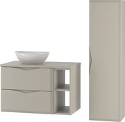 Kaszmirowy Zestaw Łazienkowy 80cm Szafka z Blatem Umywalka Regał Słupek Delica