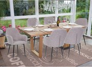 Krzesło do jadalni MCW-F18 (zestaw 6 sztuk),  tkanina/tekstylia szare, czarne nogi