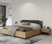 Łóżko SIGMA 160x200 dąb artisan/czarny mat z pojemnikiem HELVETIA