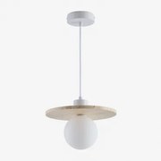 Lampa Sufitowa Wisząca Ø25 Cm Z Trawertynu Z Kulą Szklaną Davise Trawertyn - Sklum
