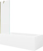 Mexen Vega wanna prostokątna 150 x 70 cm z obudową i parawanem 1-skrzydłowym 60 cm, transparent, złoty - 550115070X9506000050