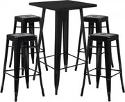 Zestaw Lix Składający Się Ze Stołu Wysokiego I 4 Wysokich Krzeseł Czarna - Sklum