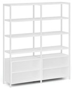 Podwójna ścianka półkowa HOME OFFICE z szafką półkową, biała