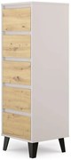 Wąska komoda z 5 szufladami na ubrania kaszmir + dąb artisan S1-M22