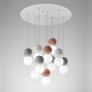 Sfera - lampa wisząca 10-punktowa z betonowymi kulami i szkłem opalowym - 10XG9 max 10X7W, nowoczesny design, IP20, żarówki nie są dołączone