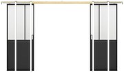 Drzwi przesuwne podwójne industrialne chowane w ścianie - Czarny i matowe szkło hartowane - 2 x wys. 205 x szer. 63 cm - ARTISTO II