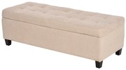 HOMCOM Ławka tapicerowana z miejscem do przechowywania, Guziki, do 120 kg, 125 x 49 x 41,5 cm, Beżowy