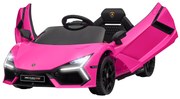 AIYAPLAY Elektryczny samochód dla dzieci od 3 do 5 lat, delikatna jazda, sterowany zdalnie, z klaksonem, plastikowy i metalowy, Różowy | Aosom PL