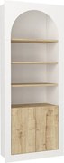 Biblioteka 2-drzwiowa z 4 wnękami - Biały i jasny naturalny - CYMORA