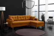 Narożnik z funkcją spania prawostronny  ROMEO L, tkanina Riviera 41 musztardowy, 234x156x74 cm