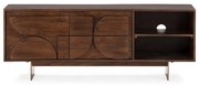 Brązowa szafka pod TV z litego drewna mango 145x55x40 cm Trisha – MOME