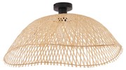 Lampa sufitowa w stylu art deco, czarna z naturalnym bambusem, 60 cm - Alka