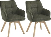 Krzesła do jadalni zestaw 2 szt. - materiał i metal - zielony - VINAL