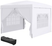 Outsunny Pawilon, Bierzelt, 4 demontowalne ściany boczne, 2 okna, stelaż metalowy, 2,95 x 2,95 m, Biały