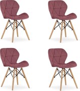 Krzesło Valora WAKO Velvet w nowoczesnym stylu, ciemnoróżowe, zestaw 4 szt.