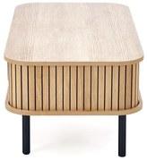 Ława z zamykaną półką, MDF naturalny/czarny 90/50/40 ANGELINA