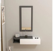 Półka ścienna + naścienne lustro VIEN białe/antracyt