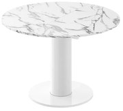 Stół rozkładany SOLO LUX 100(144)x100 biały marmur połysk/biały połysk HUBERTUS