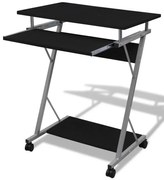 Czarne małe biurko komputerowe na kółkach K9-K44