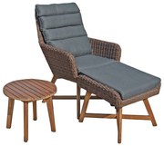 Komplet brązowego fotela ogrodowego, podnóżka i stolika Garden Pleasure Caliva