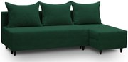 Ciemnozielona Tapicerowana Kanapa Narożna Sztruksowa Z Pojemnikiem B6-P44