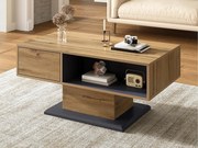 Nowoczesny stolik kawowy 100x50x46,5 cm - Otwarte półki - Płyty wiórowe - Kolor naturalny