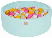 Okrągły Suchy Basen Z Piłeczkami 7cm Dla Dziecka, 90x30cm/200 Piłek, Bawełniany, Miętowy, Piłki: Białe, Jasnozielone, Jasnoróżowe, Żółte - Meowbaby®