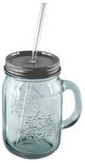 Szklanka ze szkła z recyklingu z zakrętką i słomką Ego Dekor Authentic, 550 ml