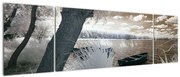 Obraz łodzi na jeziorze (170x50 cm)