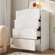 Nowoczesna szafka 4-szufladowa do biura/sypialni i salonu - 60 x 38,5 x 85 cm - MDF + płyta wiórowa - biała