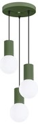 Lampa wisząca HALO 3P zielona oliwka ryflowana SOLLUX LIGHTING