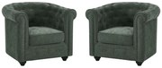 Zestaw 2 foteli i z zielonej tkaniny CHESTERFIELD