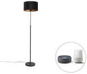 Inteligentna lampa podłogowa czarna z welurowym abażurem 35 cm z Wifi A60 - Parte klasyczny/Antyczny Oswietlenie wewnetrzne