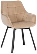 Beżowe Obrotowe Welurowe Krzesło Z Podłokietnikami F0-H35