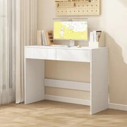 Nowoczesne białe biurko komputerowe z 2 szufladami w stylu loftowym, blat toaletowy 100 cm