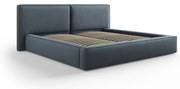 Ciemnoniebieskie tapicerowane łóżko dwuosobowe ze schowkiem i stelażem 200x200 cm Arendal – Cosmopolitan Design