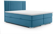 Łóżko kontynentalne MAO 140x200 ciemno niebieskie velvet z pojemnikiem LAVERTO