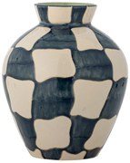 Niebiesko-kremowy szklany ręcznie malowany wazon (wysokość 24 cm) Check – Bloomingville