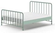 Zielone metalowe łóżko dwuosobowe ze stelażem 160x200 cm BRONXX – Vipack