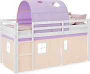 Łóżko piętrowe 90x200 cm fioletowe, łóżko wysokie