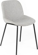 Zestaw 4 krzeseł do jadalni "Sami" w jasnoszarym materiale z eleganckimi, nowoczesnymi, malowanymi metalowymi nogami